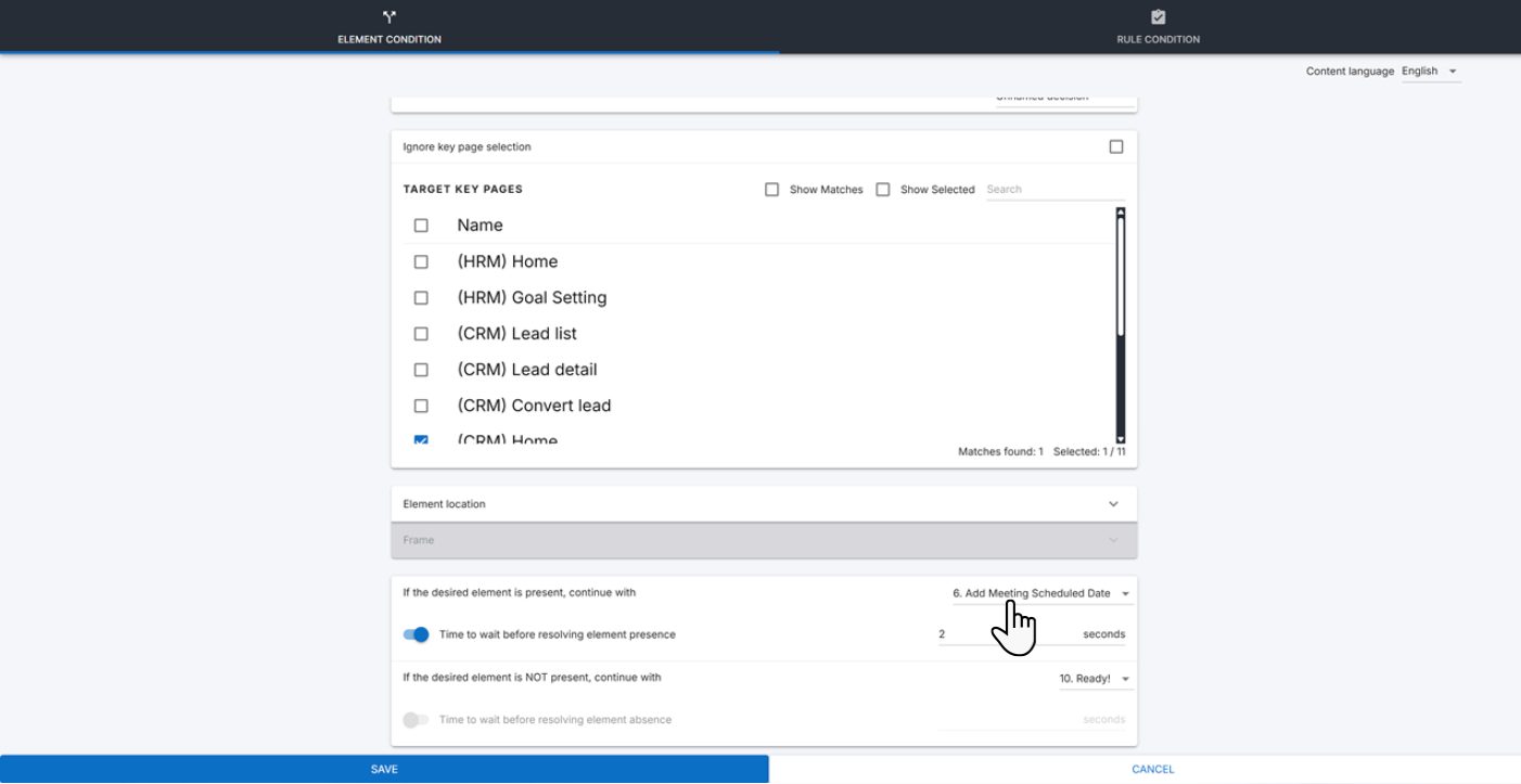 Accessing the configuring page for new applications.