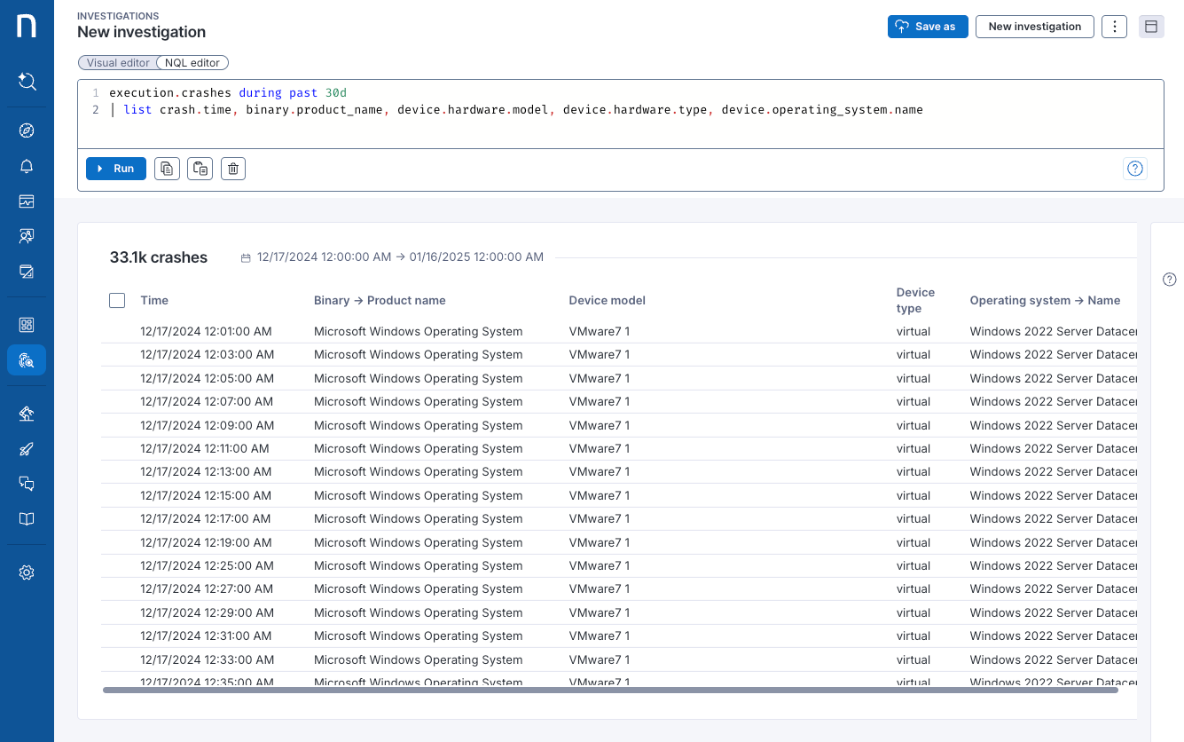 Investigation table with 23k rows-results.