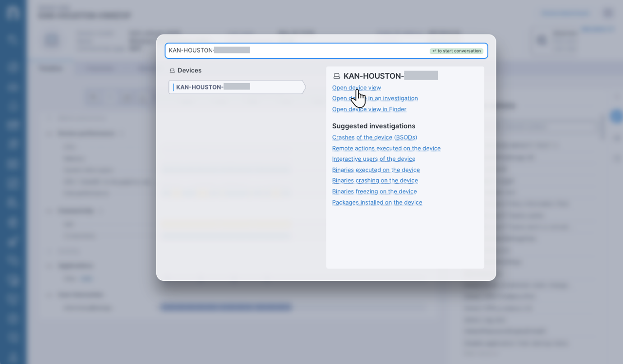 Accessing Device View through Search.