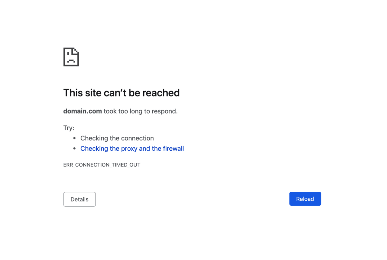 This site can't be reached error