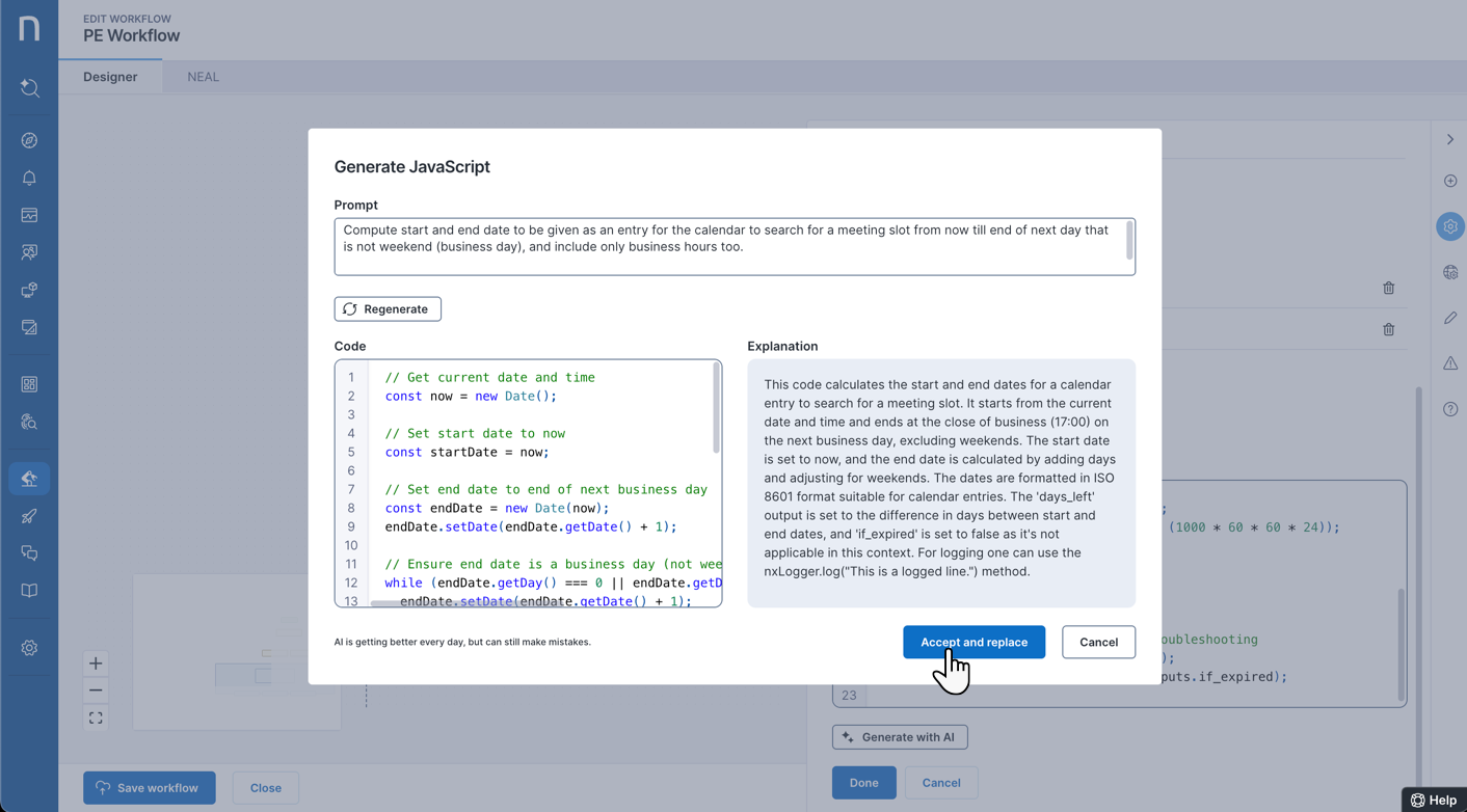 Accessing the Dexterity tab of an application for guide monitoring.