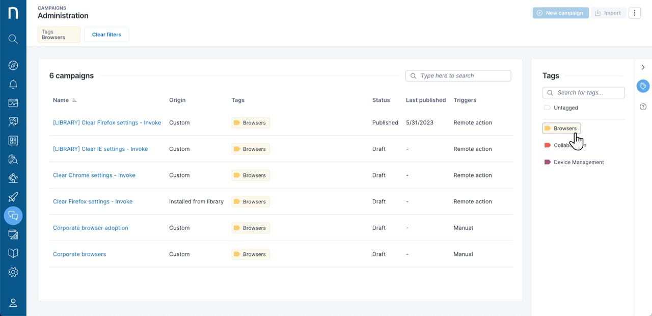 Tags in the Campaigns module