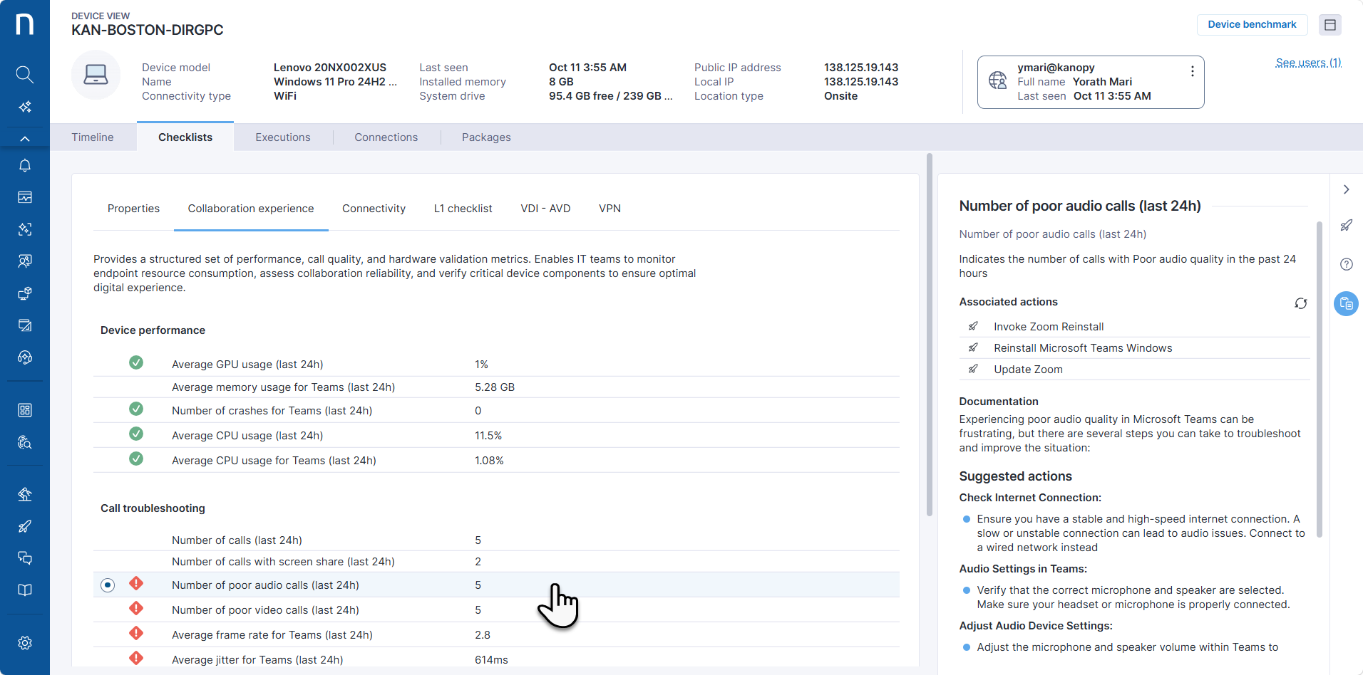 Collaboration Experience checklists