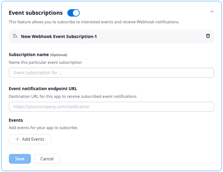Event subscriptions