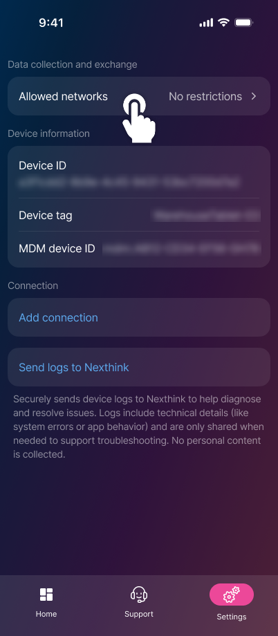 Selecting Allowed networks