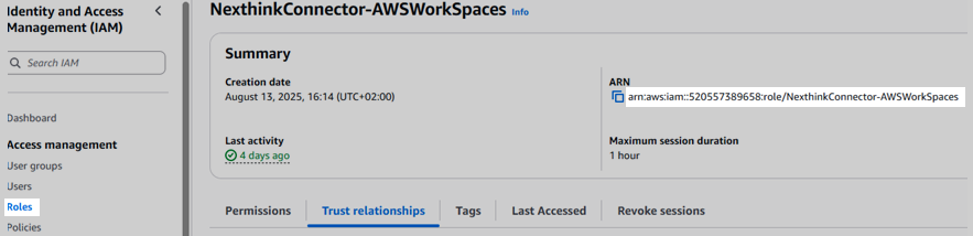 Copying the AWS Role ARN