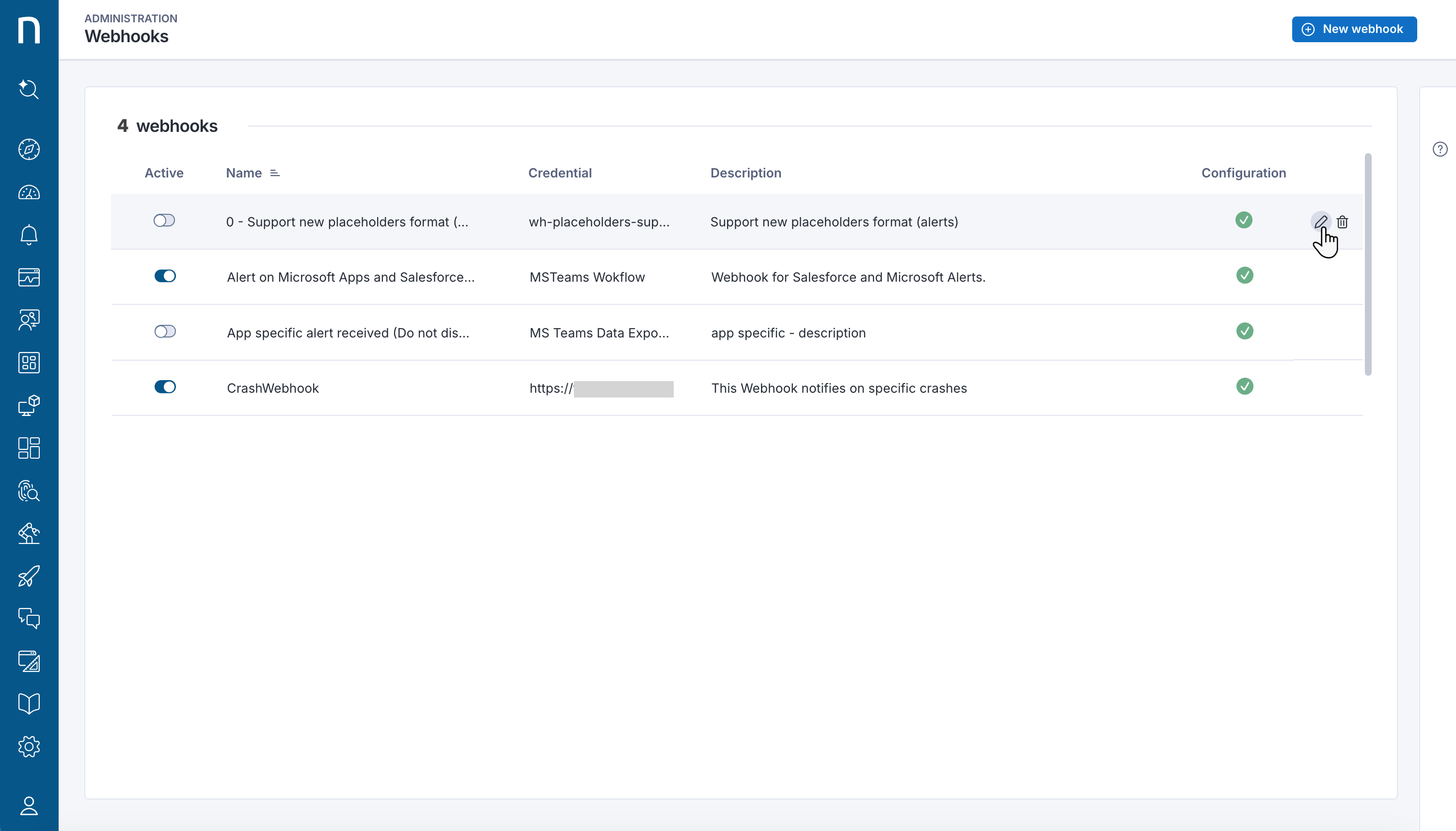 Editing webhooks.